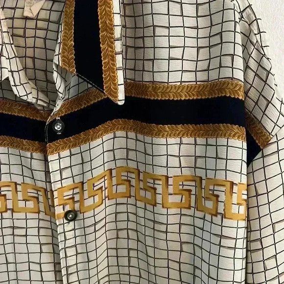 Vintage Bertalli Versace inspired Greek key button down shirt - Picture 3 of 5